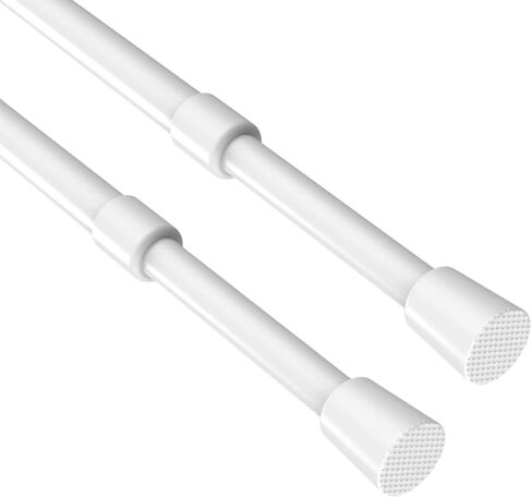 قضبان ستائر زنبركية 2 حزمة، 28-48 بوصة بيضاء قابلة للتعديل بدون قضيب ضغط للنوافذ، توتر صغير رقيق قابل للتوسيع للحمام والمطبخ in Kuwait