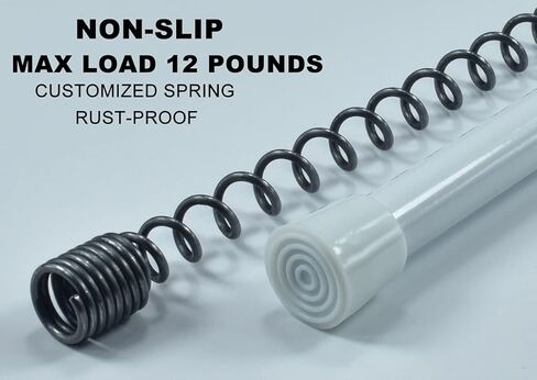 قضبان ستائر زنبركية 2 حزمة، 28-48 بوصة بيضاء قابلة للتعديل بدون قضيب ضغط للنوافذ، توتر صغير رقيق قابل للتوسيع للحمام والمطبخ in Kuwait