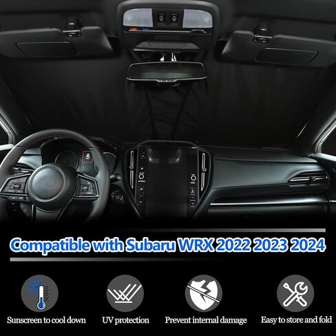 مظلة شمس للزجاج الأمامي الأمامي متوافقة مع Subaru WRX 2022-2024، غطاء شمسي للسيارة قابل للطي ودرع شمسي للحماية من الأشعة فوق البنفسجية (سلك فولاذي لذاكرة الزجاج الأمامي) in Saudi Arabia