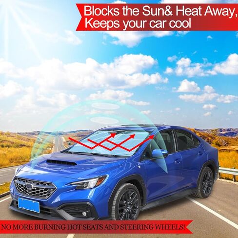 مظلة شمس للزجاج الأمامي الأمامي متوافقة مع Subaru WRX 2022-2024، غطاء شمسي للسيارة قابل للطي ودرع شمسي للحماية من الأشعة فوق البنفسجية (سلك فولاذي لذاكرة الزجاج الأمامي) in Saudi Arabia