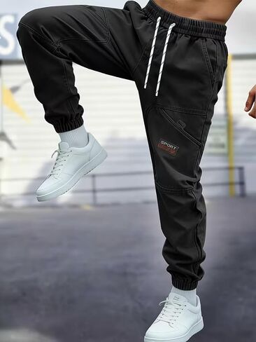 Men's Cargo Jogger Pants Sport Lightweight Casual Pants with Multiple Pockets Adjustable Drawstring Waist in Saudi Arabia