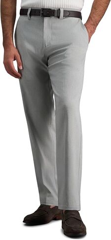 Haggar Mens Cool Right Performance Flex Straight Fit Flat Front Pant Dark Grey in Saudi Arabia