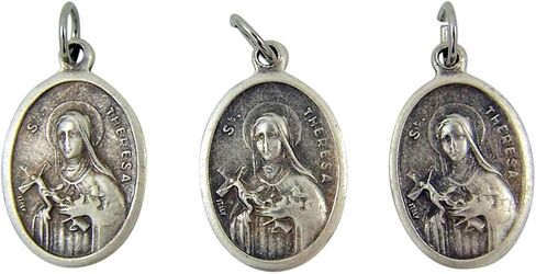 Wowser Saint Theresa Pray for Us ميداليات فضية اللون، مجموعة من 3، قلادات دينية in Saudi Arabia