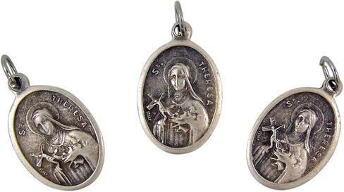 Wowser Saint Theresa Pray for Us ميداليات فضية اللون، مجموعة من 3، قلادات دينية in Saudi Arabia