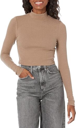UGG Women's Nimah Ribbed Mock Neck Top Shirt, Tortoise, Small in Saudi Arabia