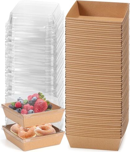 20 Pack Small Charcuterie Boxes with Clear Lids, 4.5x4.5 Inches Brown Dessert Boxes Square Disposable Paper Bakery Boxes to Go Food Containers for Wedding, Party, Strawberries, Sandwich & Cupcakes in Saudi Arabia