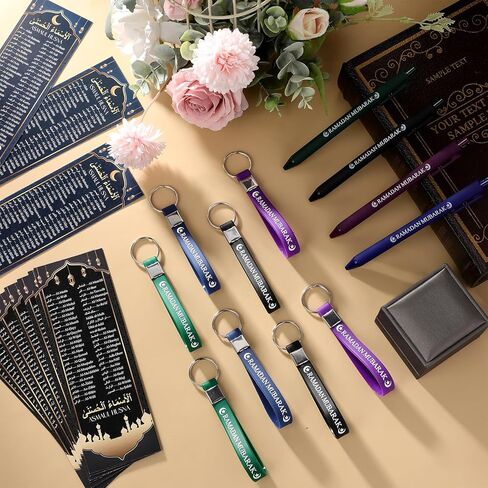 36 Sets Eid Ramadan Mubarak Gift Including 99 Names of Allah Bookmarks Mubarak Ballpoint Pens Keychains Eid Ramadan Party Favors Gifts Bulk Quran Muslim Islamic Arabic Party Decorations in Kuwait