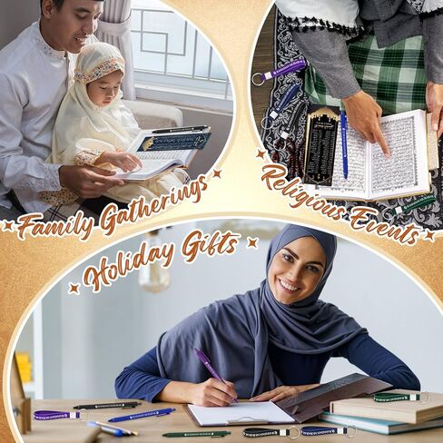 36 Sets Eid Ramadan Mubarak Gift Including 99 Names of Allah Bookmarks Mubarak Ballpoint Pens Keychains Eid Ramadan Party Favors Gifts Bulk Quran Muslim Islamic Arabic Party Decorations in Kuwait