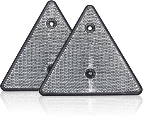 Tail Rear Back Marker Indicator Triangle Automotive Reflectors for Car Van Truck Trailer - White - Pack of 2 in Saudi Arabia