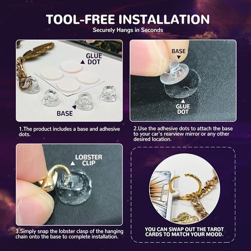 بطاقة التارو معطر هواء السيارة ملحقات مرآة الرؤية الخلفية، 6 قطع زينة معلقة بوهو ويتشي مع سلسلة ساحرة، ديكور جمالي للسيارة على شكل قمر الشمس، مجموعة ناشر ورق معطر للنساء والرجال in Kuwait