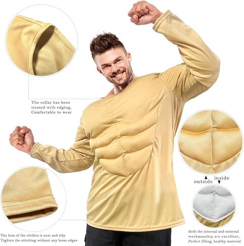 Kyson Halloween Muscle Shirt Costume Action Movie Star Accessories Set 7 Pcs Military Hero Costume Outfit for Men in Kuwait