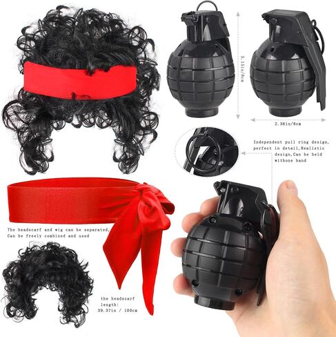 Kyson Halloween Muscle Shirt Costume Action Movie Star Accessories Set 7 Pcs Military Hero Costume Outfit for Men in Kuwait