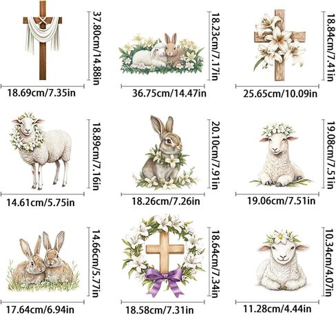 He is Risen Easter Window Clings, Religious Cross Bunny Rabbit Lamb Dove Lily Flower Stickers Decals Decor, Spring Christian Holiday Home Kitchen Decor in Kuwait