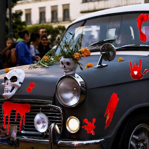 Halloween Window Clings Decorations - 4 Sheets Reusable Bloody Handprint and Footprint Stickers for Windows and Cars, Indoor/Outdoor Use, Scary Halloween Party Decor in Saudi Arabia
