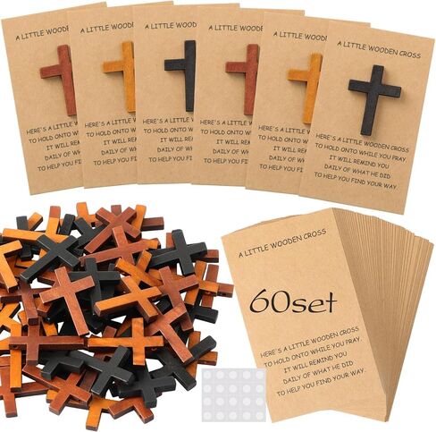 120 Sets Easter Gifts Pocket Hug Token Bulk | Mini Wooden Cross Gifts with Hug Greeting Cards | Exchange Card Relationship Gift Friends Colleagues Family Christians Church 3 Colors in Saudi Arabia