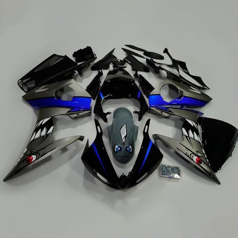 ZXMOTO Motorcycle Fairing Kit Fit for 2003 2004 Yamaha YZF R6,Fits R6S 2006 2007 2008 2009 Injection ABS Plastic Bodywork Fairings（BLACK Shark） in Saudi Arabia