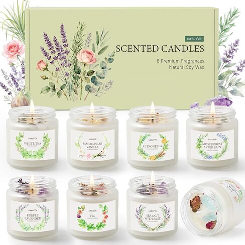 8 عبوات من الشموع المعطرة للمنزل، 28oz شموع الصويا الكريستالية - تدوم 200 ساعة، مجموعات شموع عطرية للنساء هدية، مثالية لعيد الحب، وعيد الأم، وأعياد الميلاد، والذكرى السنوية in Kuwait
