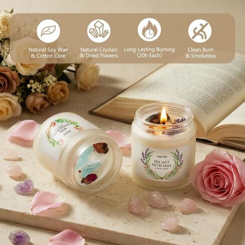 8 عبوات من الشموع المعطرة للمنزل، 28oz شموع الصويا الكريستالية - تدوم 200 ساعة، مجموعات شموع عطرية للنساء هدية، مثالية لعيد الحب، وعيد الأم، وأعياد الميلاد، والذكرى السنوية in Kuwait