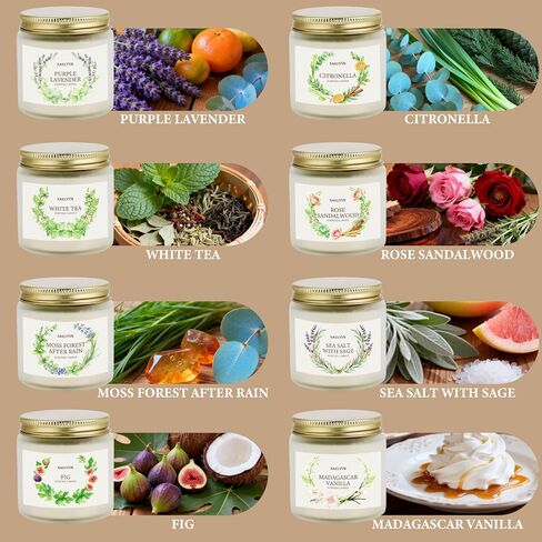 8 عبوات من الشموع المعطرة للمنزل، 28oz شموع الصويا الكريستالية - تدوم 200 ساعة، مجموعات شموع عطرية للنساء هدية، مثالية لعيد الحب، وعيد الأم، وأعياد الميلاد، والذكرى السنوية in Kuwait