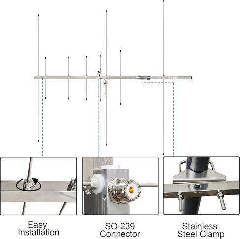 هوائي Yagi ثنائي النطاق لراديو هام: مكاسب عالية 9.5/11.5 ديسيبل لـ 2 متر/70 سم (VHF/UHF) 136-174/400-470 ميجاهرتز، هوائي قاعدة خارجي مكون من 8 عناصر للمكرر والراديو المحمول in Kuwait