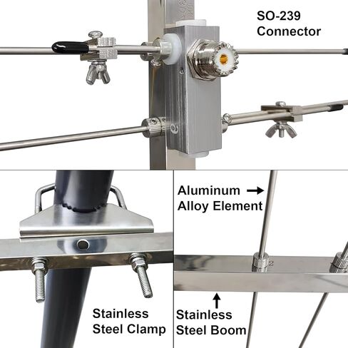 هوائي Yagi ثنائي النطاق لراديو هام: مكاسب عالية 9.5/11.5 ديسيبل لـ 2 متر/70 سم (VHF/UHF) 136-174/400-470 ميجاهرتز، هوائي قاعدة خارجي مكون من 8 عناصر للمكرر والراديو المحمول in Kuwait
