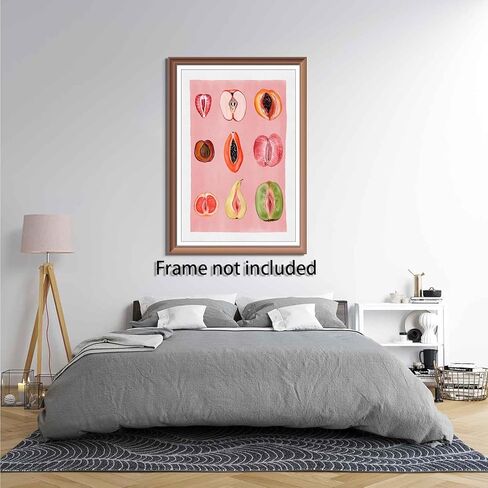 Sliced Feminine Fruit Print Vintage Poster Pink Fruity Wall Art Funky Unique Home Decor Empowering Feminism Artwork for Kitchen Bedroom For Dorm wall 12x16in Unframed in Saudi Arabia