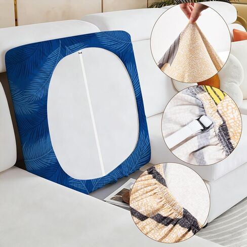 Abstract Geometric Printed Couch Cushion Covers 1 Piece-Washable Stretchy Replacement Covers for Single Sofa Seat, Non-Slip 1 Seater Sofa Slipcovers Pets Friendly Indoor Decor in Saudi Arabia