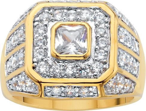 Palm Beach Jewelry Men's Gold-Plated Square Cut Cubic Zirconia Octagon Ring in Saudi Arabia