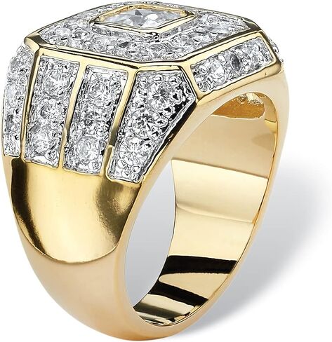 Palm Beach Jewelry Men's Gold-Plated Square Cut Cubic Zirconia Octagon Ring in Saudi Arabia