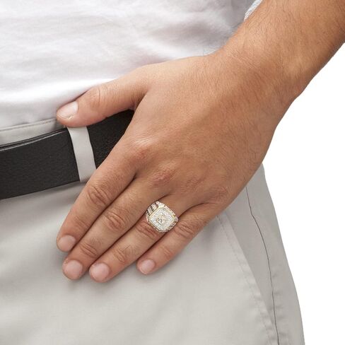 Palm Beach Jewelry Men's Gold-Plated Square Cut Cubic Zirconia Octagon Ring in Saudi Arabia