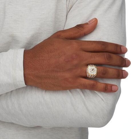 Palm Beach Jewelry Men's Gold-Plated Square Cut Cubic Zirconia Octagon Ring in Saudi Arabia