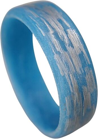 Handmade Ring Band - Men's or Women's Texalium Blue Glow Ring, Matte Finish, Glow-in-the-Dark, Durable, Scratch Resistant, Waterproof, Sizes 4-16, Custom Band Widths in Kuwait