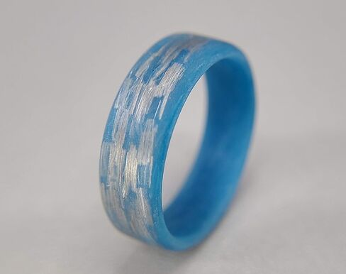 Handmade Ring Band - Men's or Women's Texalium Blue Glow Ring, Matte Finish, Glow-in-the-Dark, Durable, Scratch Resistant, Waterproof, Sizes 4-16, Custom Band Widths in Kuwait