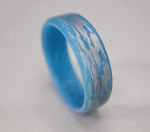 Handmade Ring Band - Men's or Women's Texalium Blue Glow Ring, Matte Finish, Glow-in-the-Dark, Durable, Scratch Resistant, Waterproof, Sizes 4-16, Custom Band Widths in Kuwait