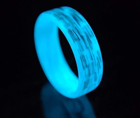 Handmade Ring Band - Men's or Women's Texalium Blue Glow Ring, Matte Finish, Glow-in-the-Dark, Durable, Scratch Resistant, Waterproof, Sizes 4-16, Custom Band Widths in Kuwait