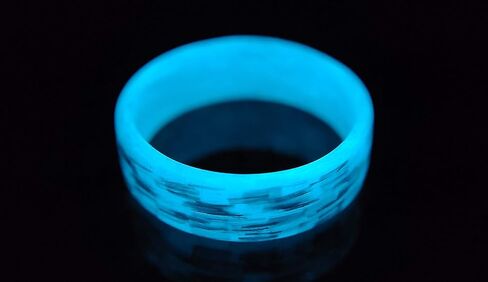 Handmade Ring Band - Men's or Women's Texalium Blue Glow Ring, Matte Finish, Glow-in-the-Dark, Durable, Scratch Resistant, Waterproof, Sizes 4-16, Custom Band Widths in Kuwait