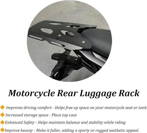 متوافق مع Kawasaki Versys 650 Versys650 15-23 رف الأمتعة الخلفي للدراجة النارية وقطعتين من شبكة الشحن، حامل الصندوق العلوي لحامل البضائع للدراجات النارية ودعامة ممتدة وملحقات حامل الرف in Kuwait