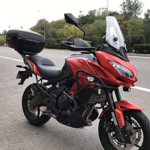 متوافق مع Kawasaki Versys 650 Versys650 15-23 رف الأمتعة الخلفي للدراجة النارية وقطعتين من شبكة الشحن، حامل الصندوق العلوي لحامل البضائع للدراجات النارية ودعامة ممتدة وملحقات حامل الرف in Kuwait