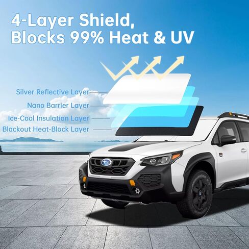 الزجاج الأمامي الشمس الظل مخصص صالح 2015-2024 سوبارو المناطق النائية يغطي النوافذ 2025 سوبارو المناطق النائية الملحقات طوي الشمس الظل الشمس قناع الأشعة فوق البنفسجية كتل الأشعة in Kuwait