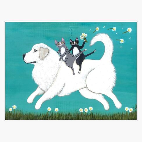 MAGNET Great Pyrenees And Cats Vinyl Waterproof Magnetic Sticker Vinyl Waterproof Magnet Decal Car 5" in Saudi Arabia
