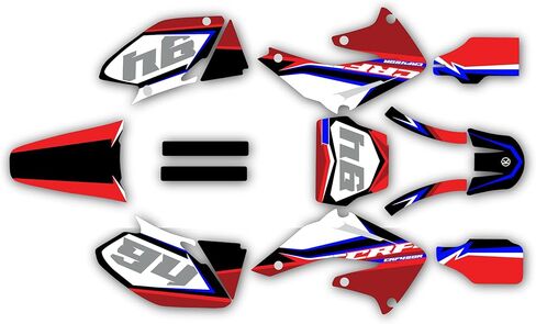 مجموعة رسومات لسيارة Honda CRF450R (2002-2004) سلسلة Imperator باللون الأحمر 9 Mil-Dirt Bike مجموعة ملصقات رسومات السباق المخصصة، بدون بلاستيك in Saudi Arabia