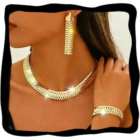 CLOACE Choker Necklace Sets Gold Snake Punk Necklaces and Bracelet Set Fashion Jewelry Chain for Women in Kuwait