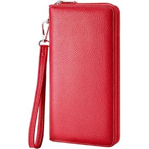 Stylish Genuine Leather Clutch Wallet with Comfortable Hand Strap and Spacious Interior for Women (Red) in Kuwait