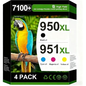 مجموعة خراطيش حبر 950XL 951XL متوافقة مع HP 950 951 خراطيش حبر كومبو تستخدم لـ HP OfficeJet Pro 8600 8610 8615 8620 8100 8630 8660 8640 276DW 251DW، 4 عبوات أسود سماوي أرجواني أصفر in Kuwait