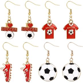 Aoedej 4 Pairs Soccer Studs Earrings Football Earring Alloy Soccer Jewelry Set for Women Men Player Fan Gifts Piercing Jewelry in Kuwait
