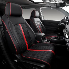 أغطية مقاعد CRV ملائمة حسب الطلب لسيارة Honda CR-V الهجين والغاز 2023-2026، غطاء مقعد سيارة كامل من الجلد الصناعي المقاوم للماء، يناسب LX، EX، EX-L، Sport، Touring، TrailSport (أسود + أحمر) in Kuwait
