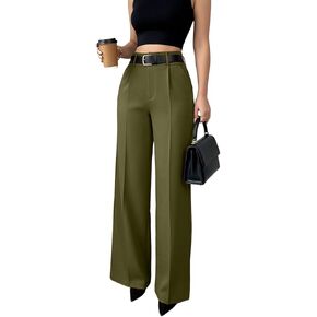 Voghtic Women's High Waisted Wide Leg Dress Pants - Wide Leg Pants Woman Stretchy Waist Casual Office Trousers in Kuwait