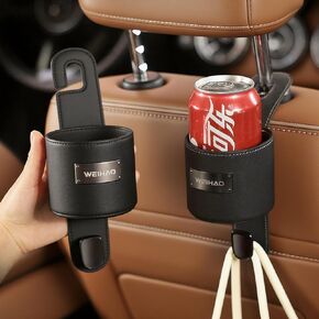 عبوتان من حامل الأكواب للمقعد الخلفي للسيارة، خطاف منظم للتخزين من جلد نابا، حامل أكواب بمسند الرأس للمقعد الخلفي مقاس 3 بوصات للسيارة، وسيارات السيدان، وسيارات الدفع الرباعي، وMPVS، ومعظم المركبات (أسود) in Kuwait