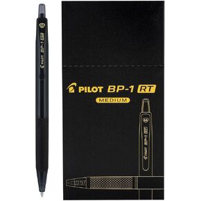 حبر Pilot BP-1RT المتقدم، أقلام حبر جاف سوداء قابلة للسحب، نقطة متوسطة، صندوق دزينة، 1 مم in Kuwait