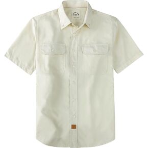 Dubinik® Mens Short Sleeve Button Down Shirts Plaid Double Pocket Breathable Soft Casual Regular Fit Lightweight in Kuwait